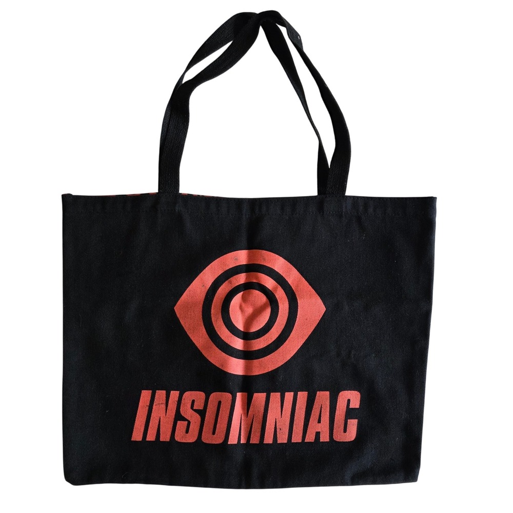 Insomniac Events EDC Canvas Tote Bag Black Neon Coral Eye Festival Rave Bag